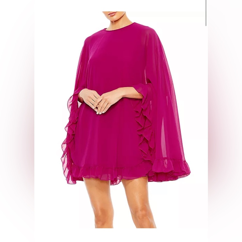 Mac Duggal Ruffle Trim Cape Dress Size 6